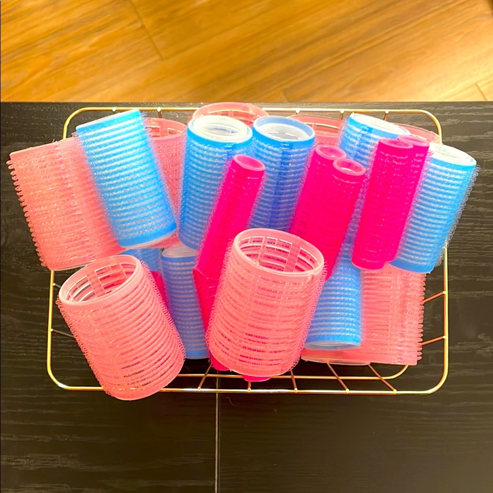 Pink, White & Blue Hair Rollers Set